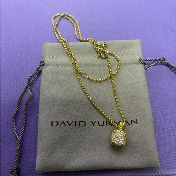 David Yurman Gold Pavé Cushion Pendant - Picture 4 of 4